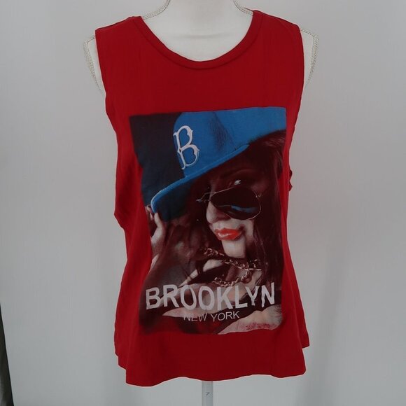 On Fire Brooklyn NY Red Tank Size XL - Picture 1 of 5
